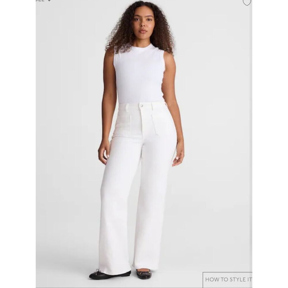 NWT Madewell Curvy Emmy Wide-Leg Jean in Super Stretch Denim Tile White 31